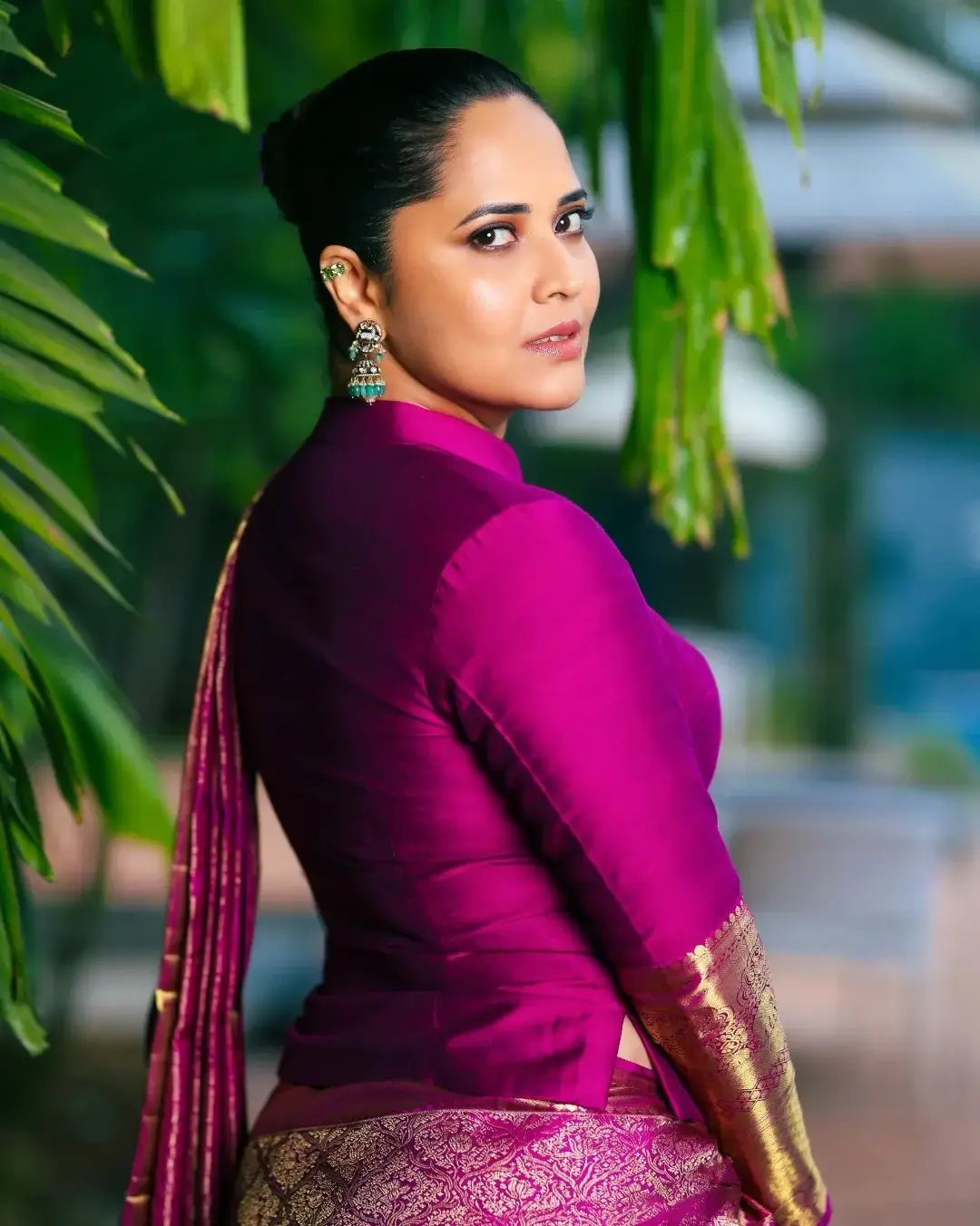 Telugu Actress Anasuya Bharadwaj in Violet Dress